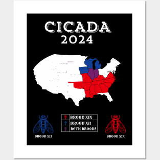 Cicada Map 2024 Cicadas Invasion Tour Brood XIX XIII 2024 Posters and Art